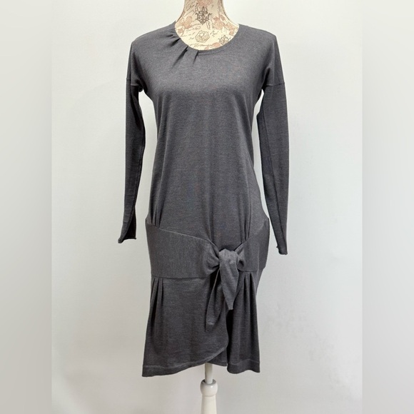 BRUNELLO CUCCINELLI Gray Cashmere long sleeve drop waist mini dress size S. - Picture 8 of 14